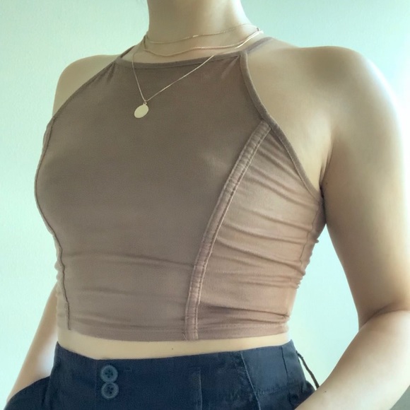 papaya tan brown suede crop top size small - Picture 3 of 6
